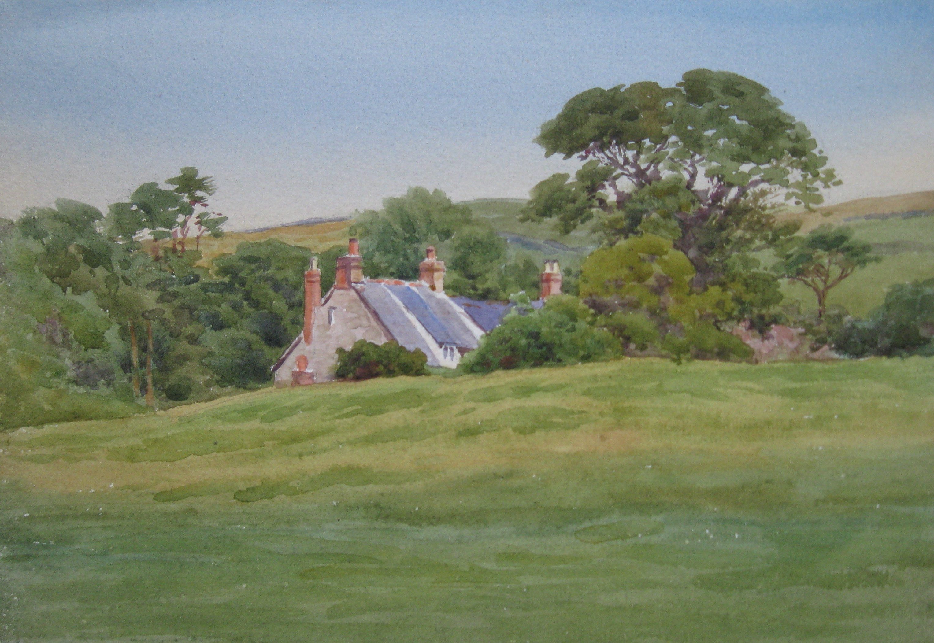 Charles James Adams 13 (Sketch of cottages in a rural dell)