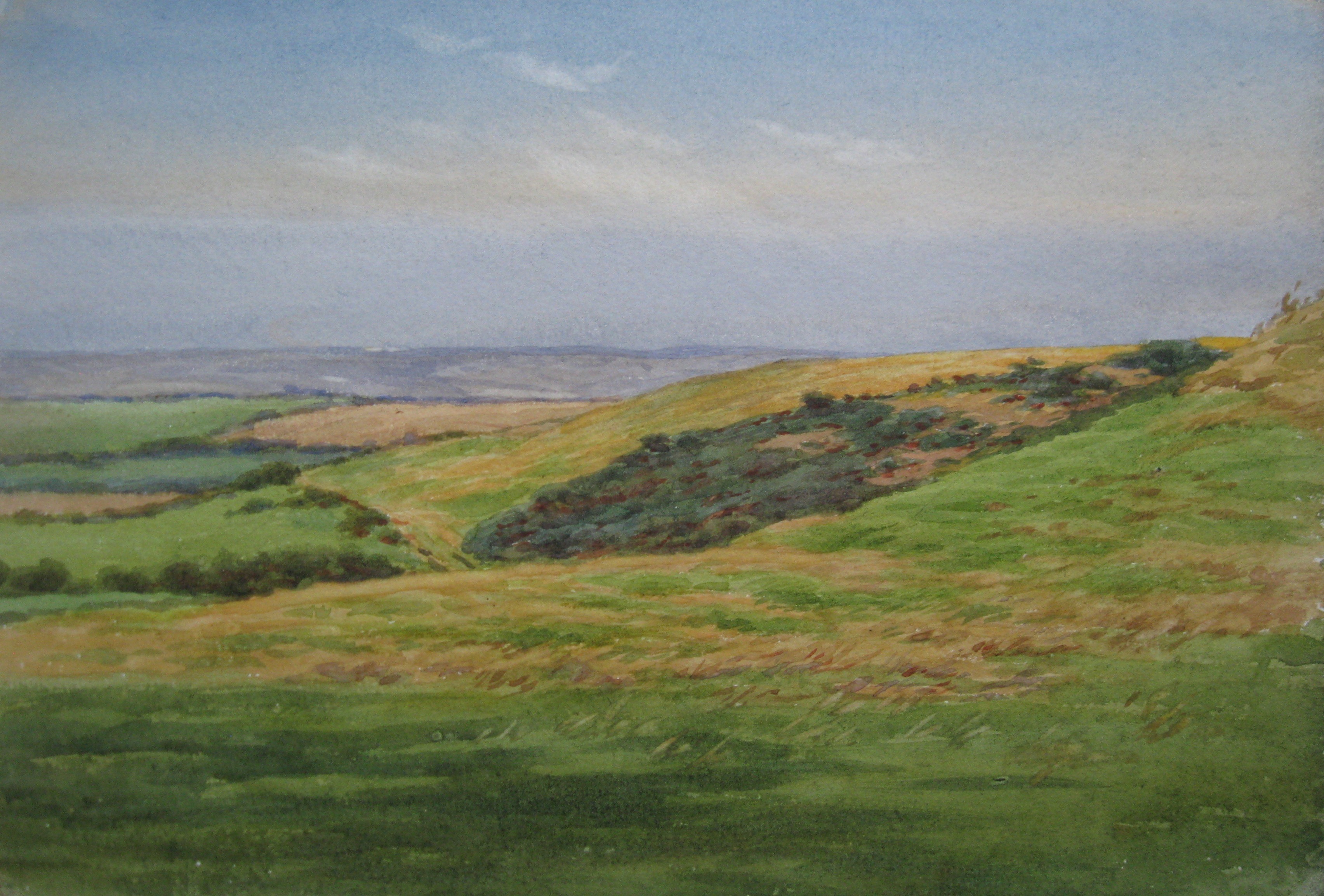 Charles James Adams 14 (Sketch of a a far reaching view with a wooded hillside)