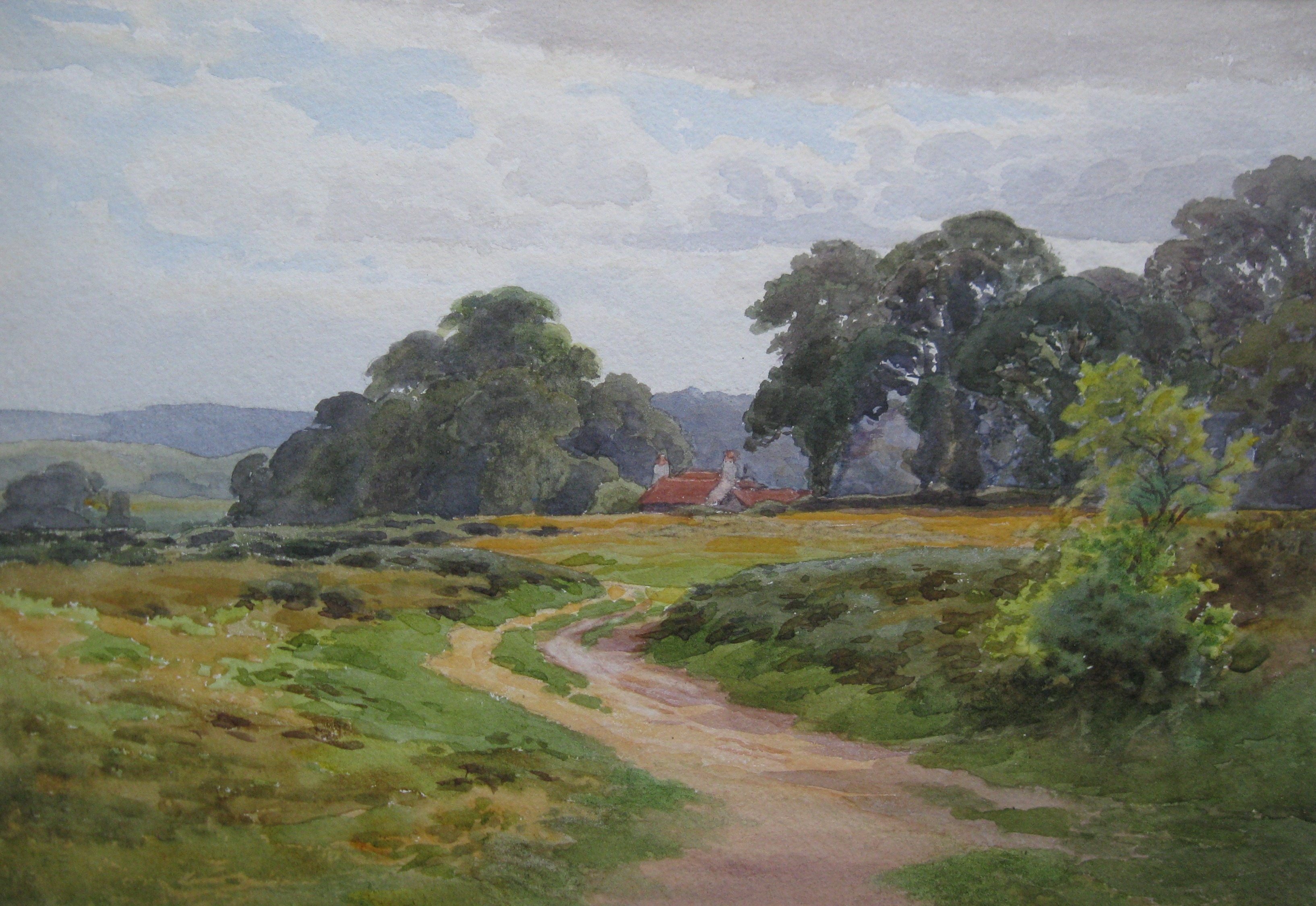 Charles James Adams (Sketch of a cottage down a remote rural lane)