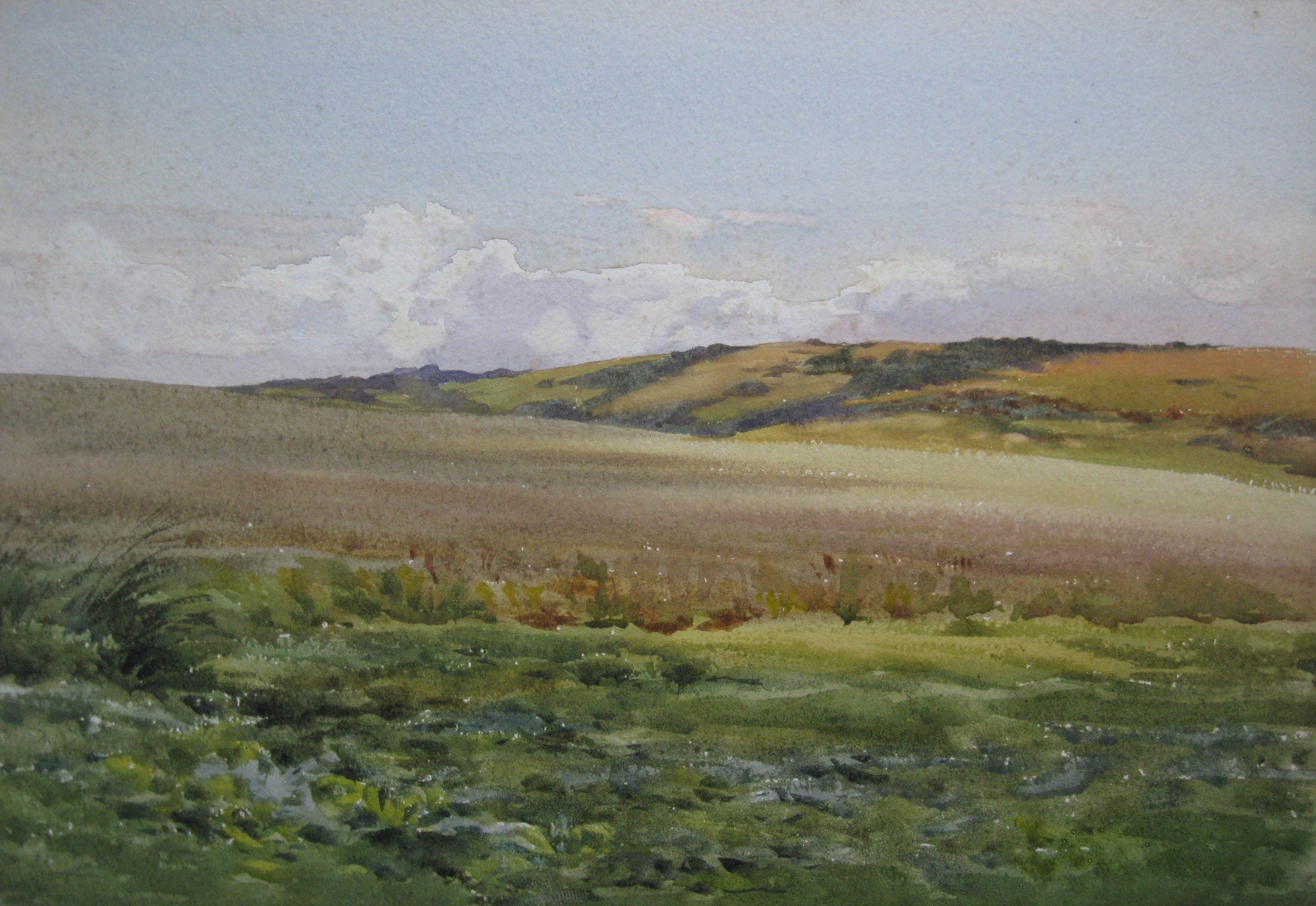 Charles James Adams 16 (Sketch of a far reaching view looking toward a sparsely wooded hillside)